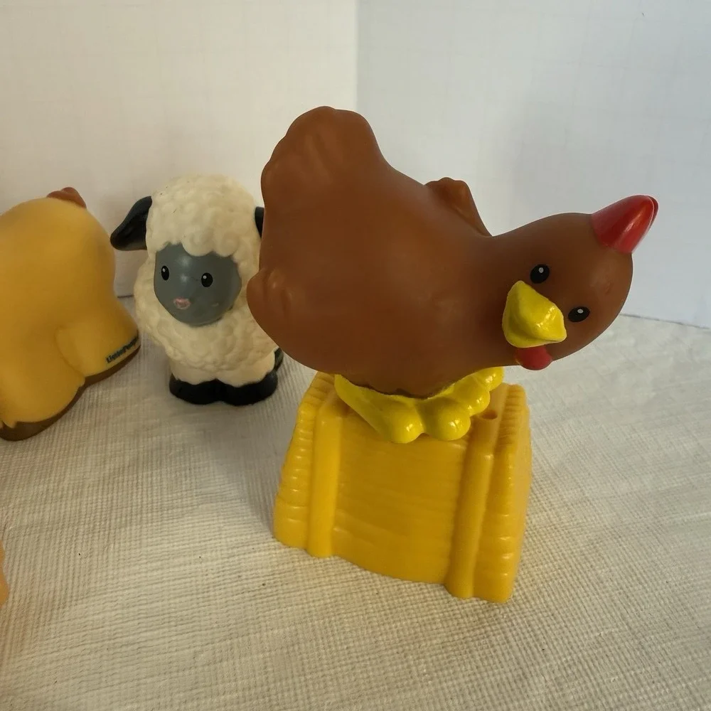 Fisher Price Little People Lot Of 9 KJ925 ANIMALS SOUNDS FARM Figures Apples Hay
